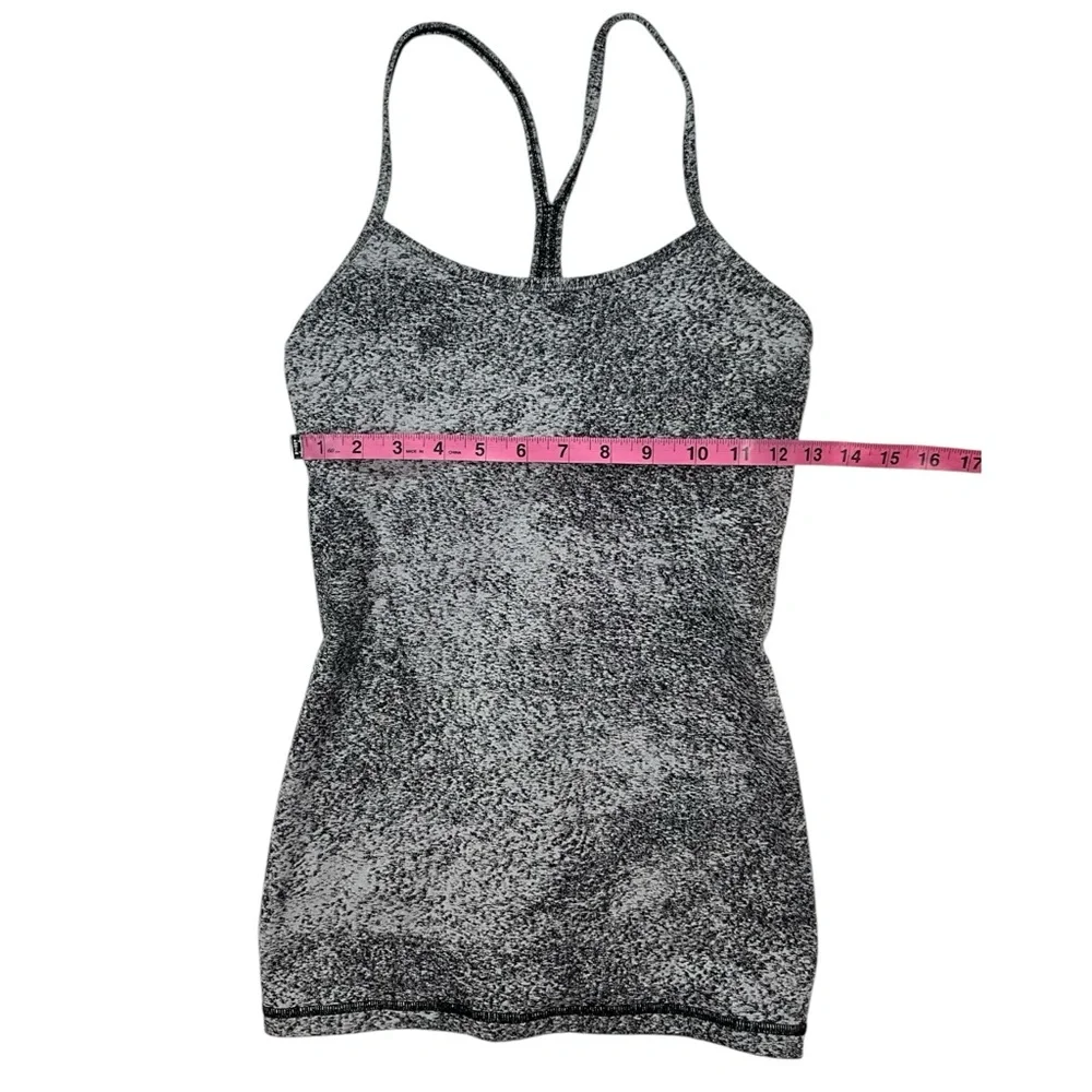 Lululemon‎ Power Y Tank Luon Spray Jacquard White Black Size 6